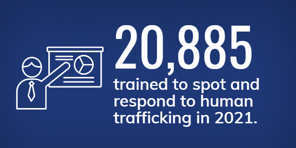 trained to spot and respond to human trafficking in 2021